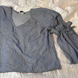 Plus size bell sleeve stripe shirt